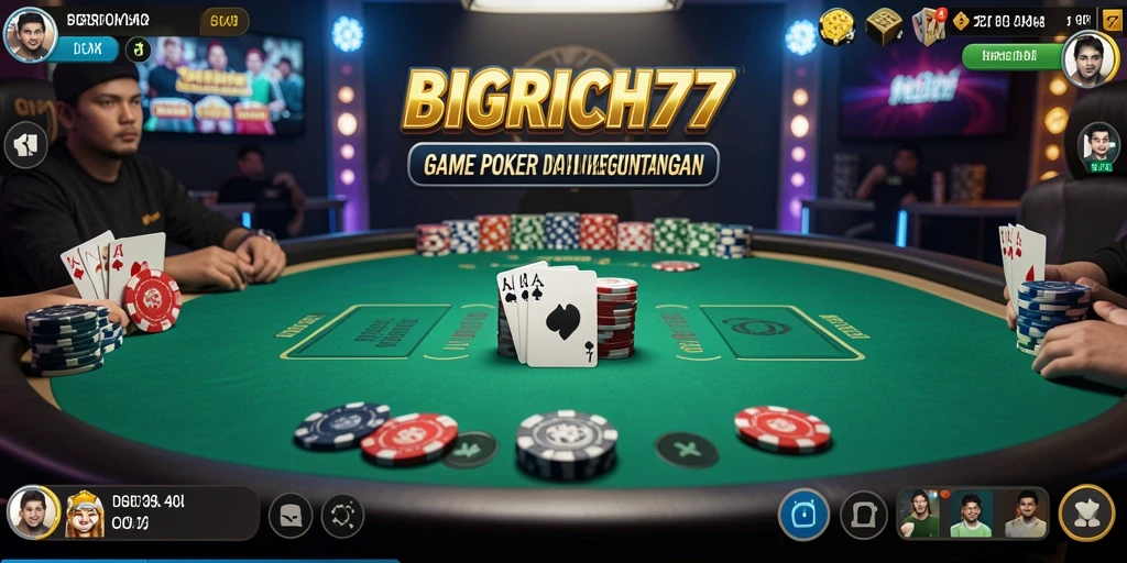 Screenshot BIGRICH77 menampilkan momen seru saat bermain poker.