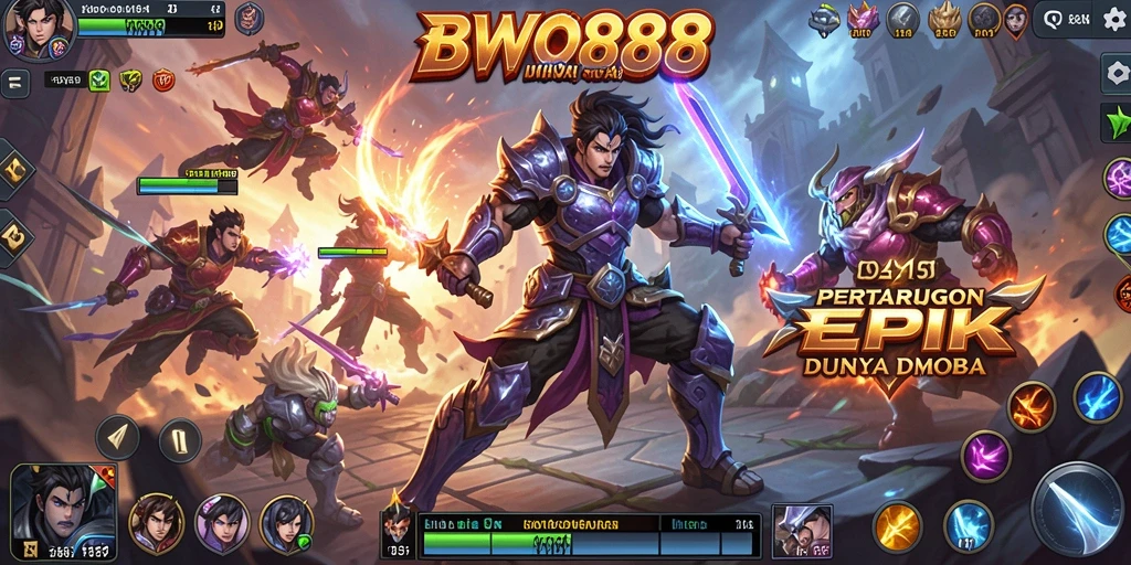 Tampilan gameplay seru di BWO888 dengan aksi MOBA yang intens.