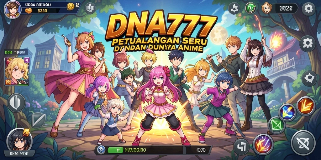 Tampilan gameplay DNA777 dengan karakter anime yang menarik.