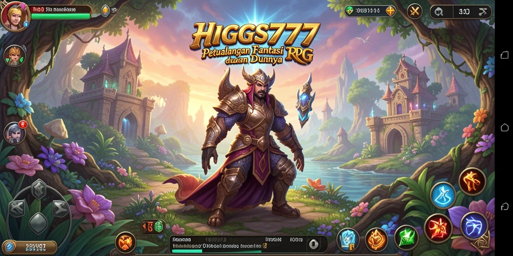 Tangkapan layar gameplay HIGGS777 menampilkan aksi petualangan RPG yang mendebarkan.