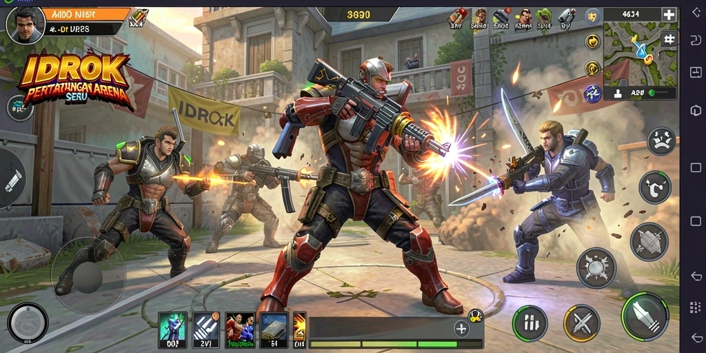 Gameplay IDROK menampilkan pertarungan penuh aksi antar karakter.
