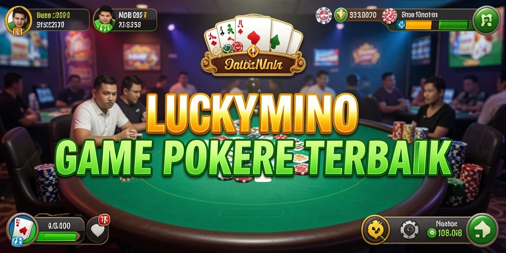 Screenshot LUCKYMINO menampilkan pemain yang serius saat bermain poker.