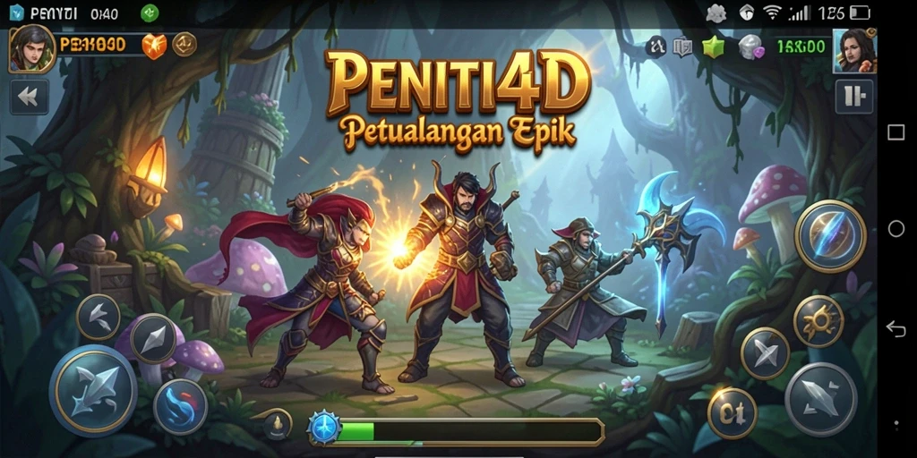 Tangkapan layar gameplay PENITI4D menampilkan pertarungan epik di dunia fantasi.