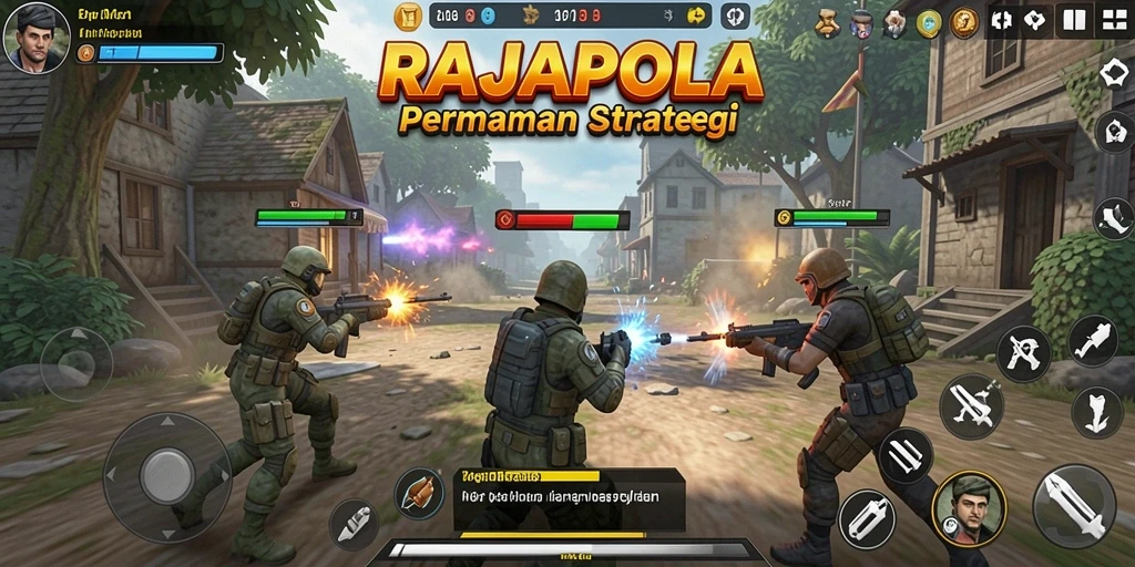 Tangkapan layar menunjukkan pertempuran strategis dalam RAJAPOLA.