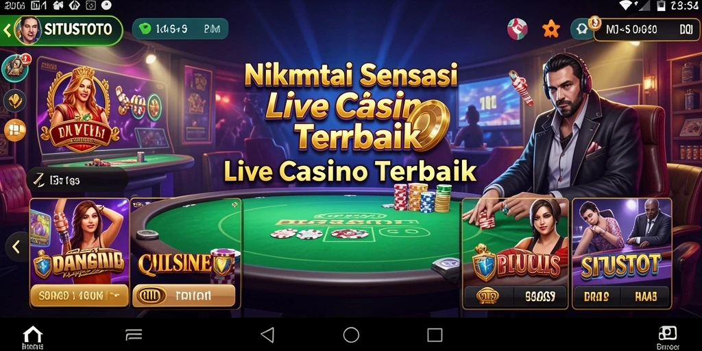 Screenshot utama gameplay Live Casino SITUSTOTO yang mendebarkan.